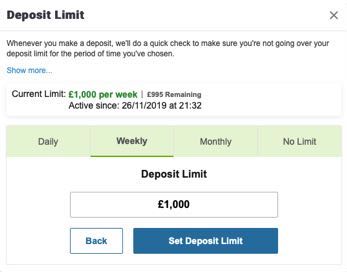 Set deposit limit